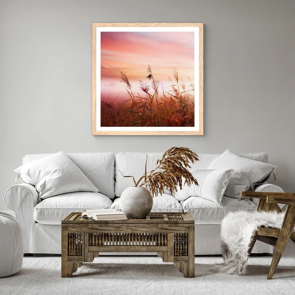 Plakat i ramme af lyst egetræ - Drager, blæsere, vind - 50x50 cm