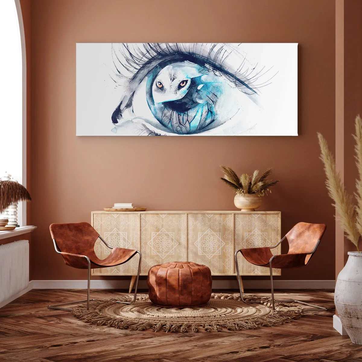 Lærredstryk - Billede på lærred - Øje mod øje med vildskab - 100x40 cm