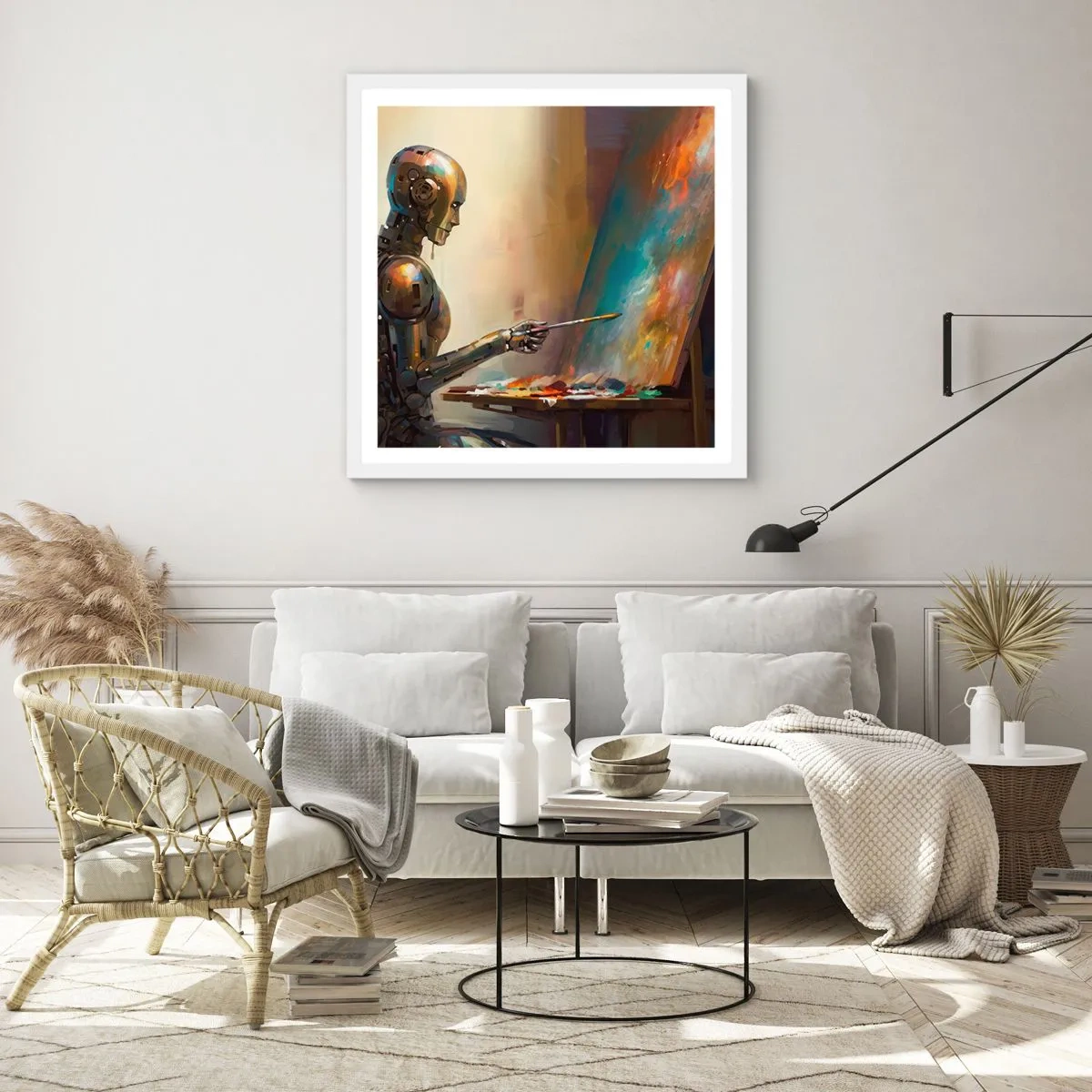 Plakat i hvid ramme - Fremtidens kunst - 40x40 cm