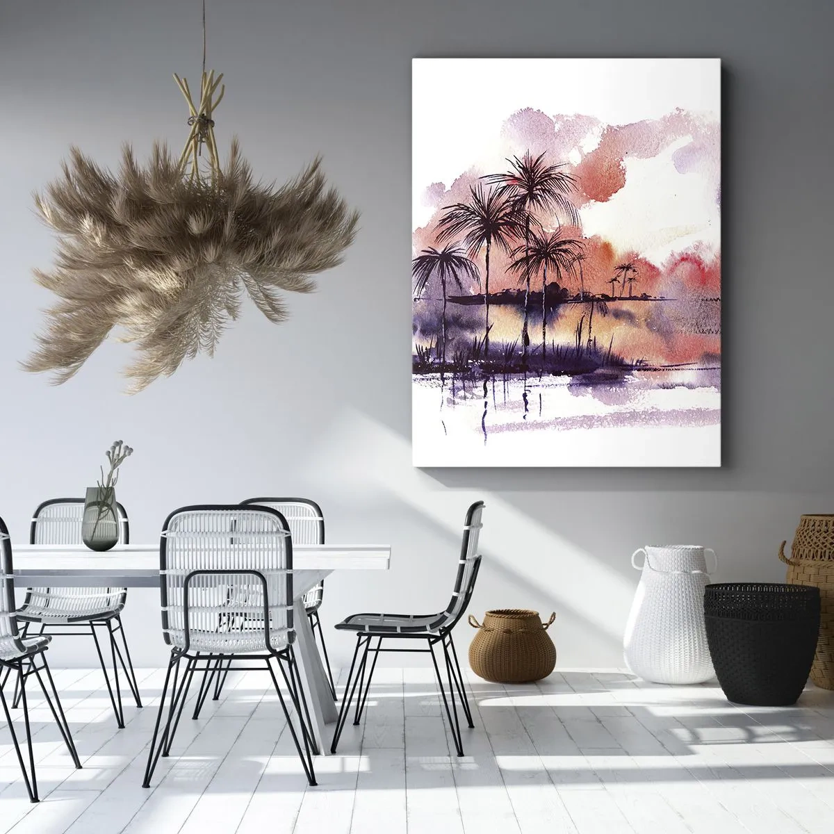 Lærredstryk - Billede på lærred - Tropernes ro i rødt - 50x70 cm