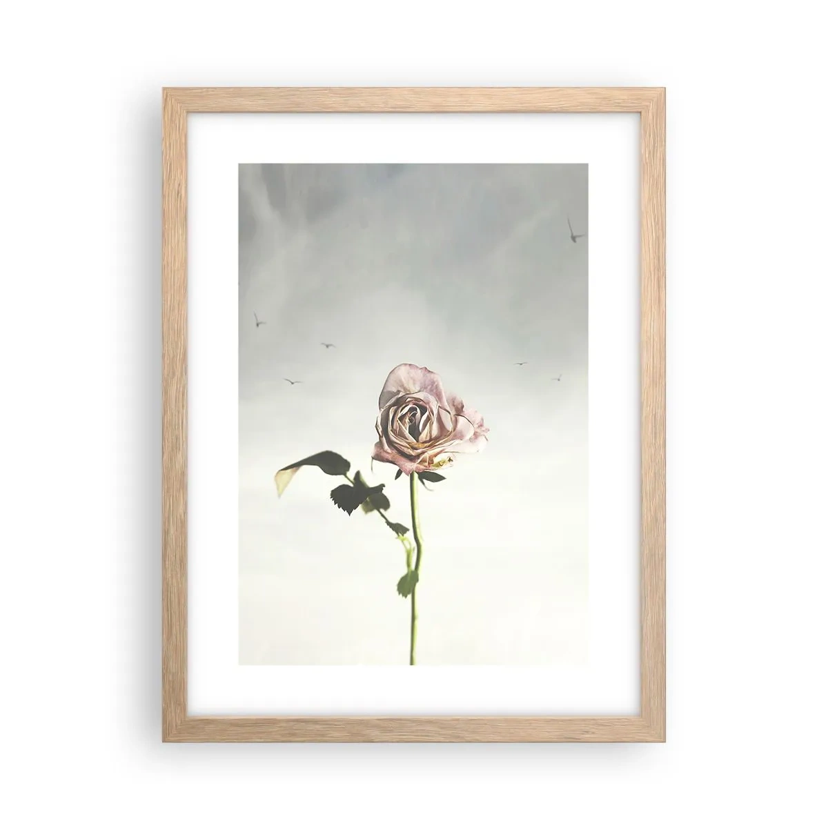 Plakat i ramme af lyst egetræ - Velkomst til foråret - 30x40 cm