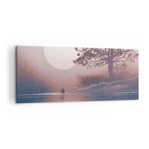 Lærredstryk - Billede på lærred - Natlige mærkværdigheder - 100x40 cm