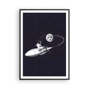 Plakat i sort ramme - Space surfer - 70x100 cm