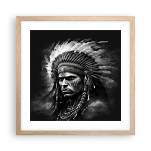 Plakat i ramme af lyst egetræ - Leder og kriger - 40x40 cm