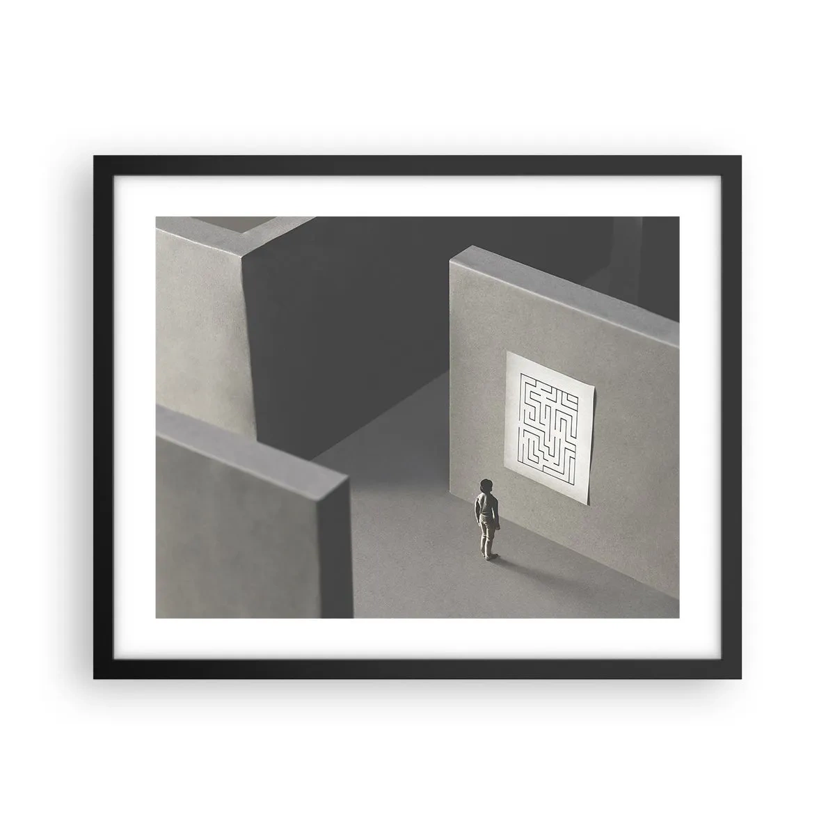 Plakat i sort ramme - Men hvor er jeg? - 50x40 cm