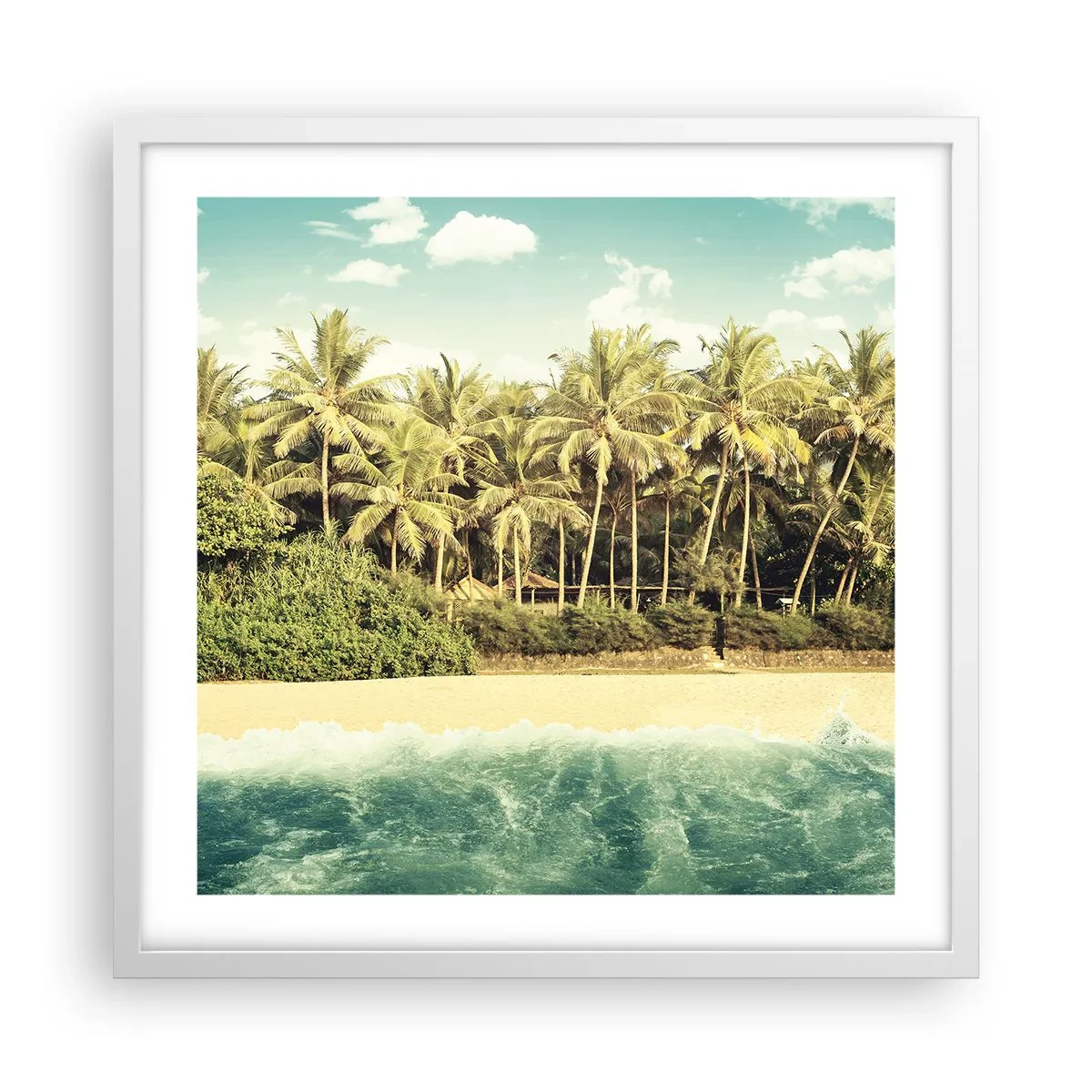 Plakat i hvid ramme - Hvad med her? - 50x50 cm