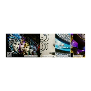Prøve Fototapet Premium Canvas - Mysterium i guld og sølv - Venetiansk maske, Venedig, Karneval - 100x30 cm