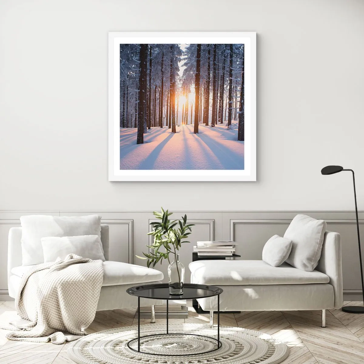 Plakat i hvid ramme - Klart i sort og hvidt - 40x40 cm