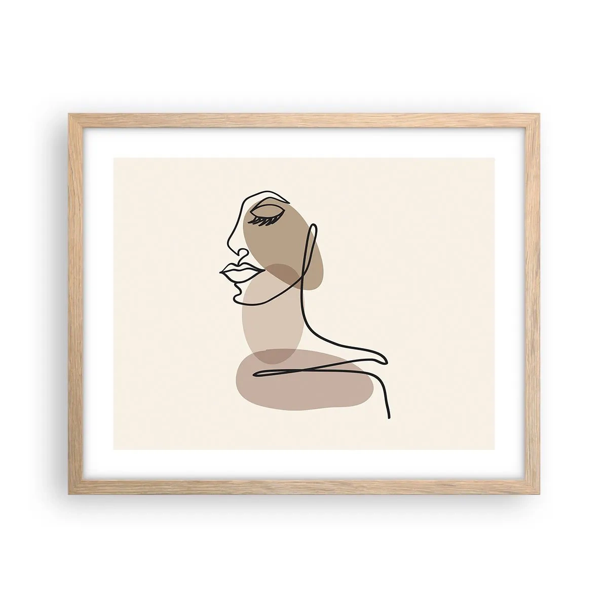 Plakat i ramme af lyst egetræ - En vis linje af skønhed - 50x40 cm