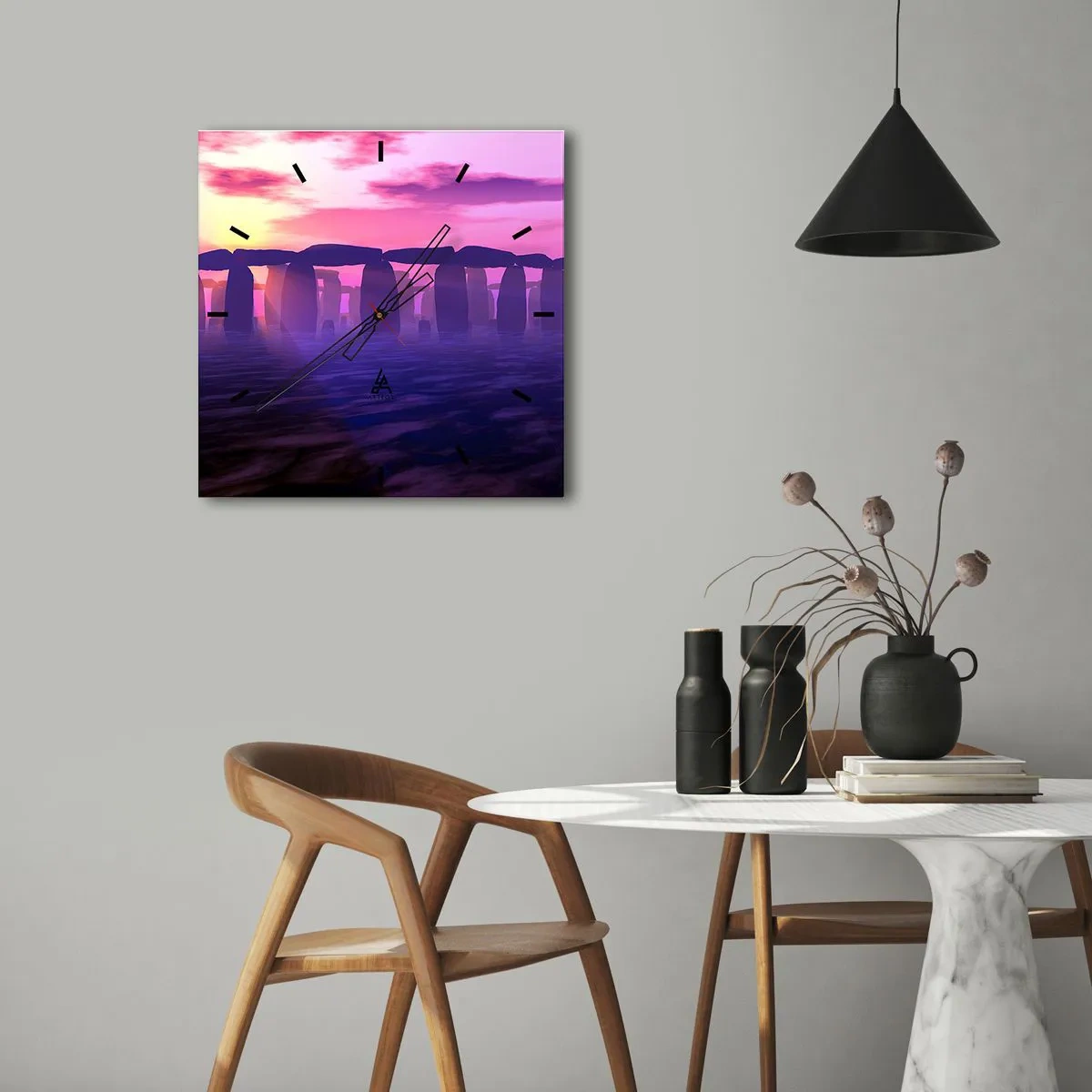 Vægur, Uret - Mystik ved daggry i tågen - 30x30 cm