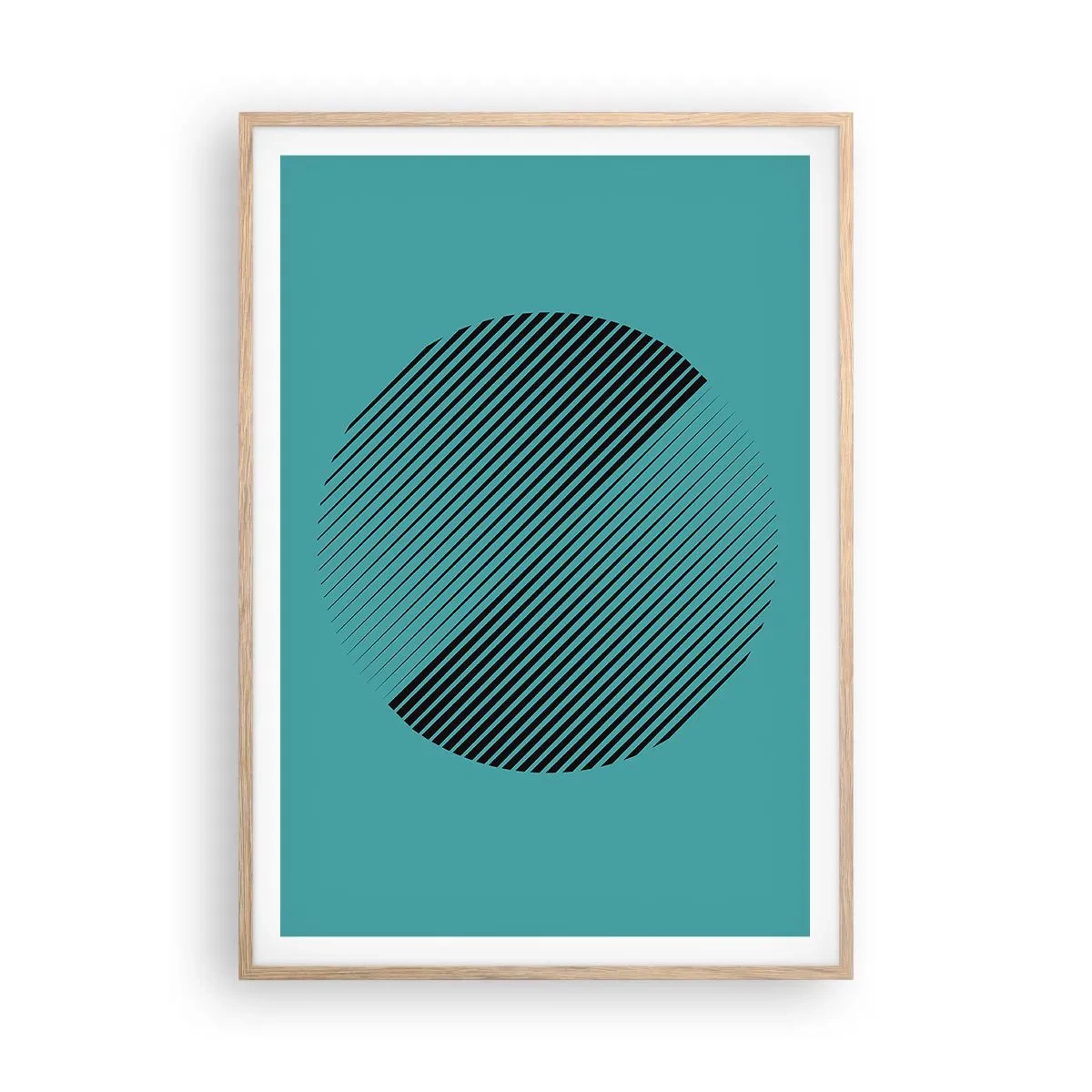 Plakat i ramme af lyst egetræ - Cirklen - en geometrisk variation - 70x100 cm