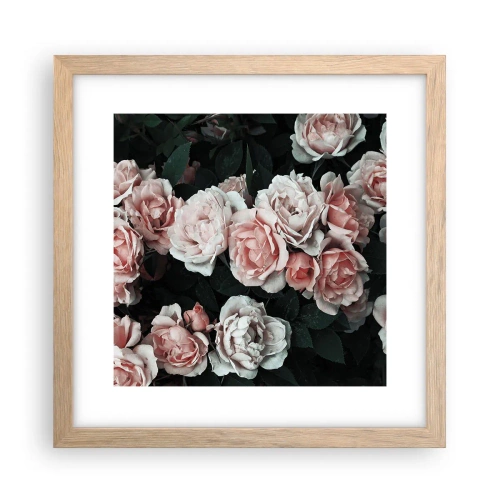 Plakat i ramme af lyst egetræ - Lyserød ansamble - 30x30 cm