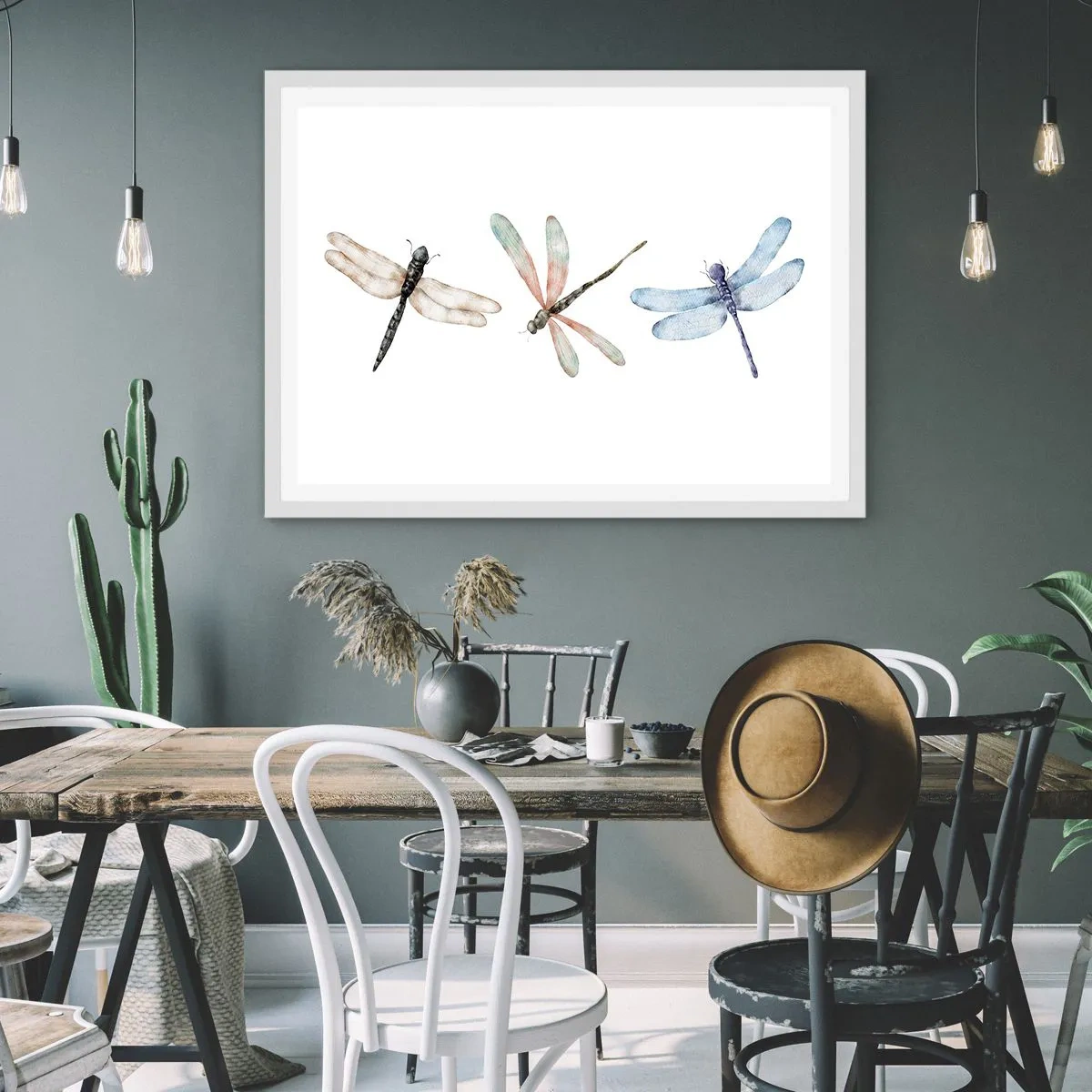 Plakat i hvid ramme - Vægtløse guldsmede - 100x70 cm