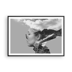 Plakat i sort ramme - Portræt af toppen og skyen - 100x70 cm