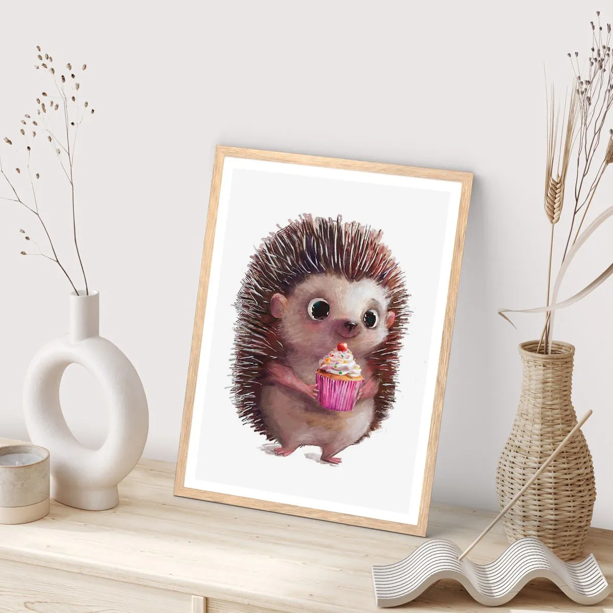 Plakat i ramme af lyst egetræ - Fejring er hver dag - 30x40 cm