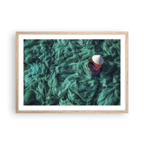 Plakat i ramme af lyst egetræ - I et hav af lys - 70x50 cm