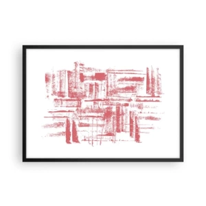 Plakat i sort ramme - Rød by - 70x50 cm