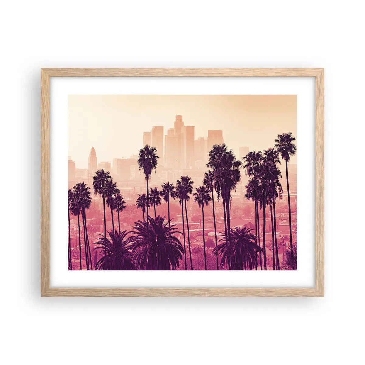 Plakat i ramme af lyst egetræ - Landskab i Californien - 50x40 cm