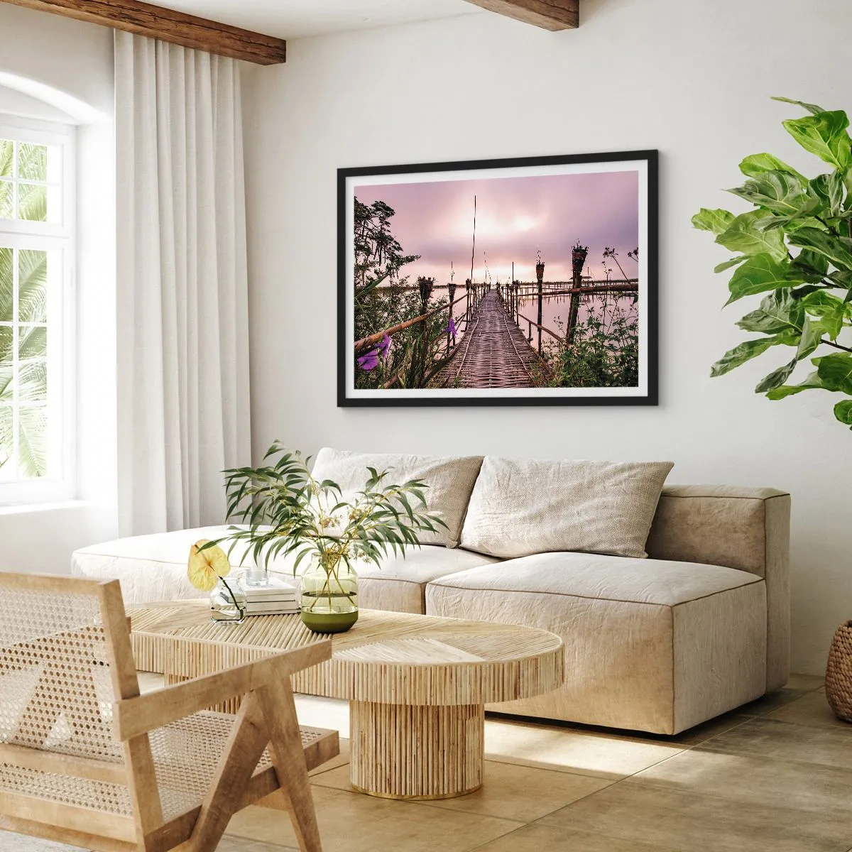 Plakat i sort ramme - Den stille og rolige atmosfære i Asien - 70x50 cm