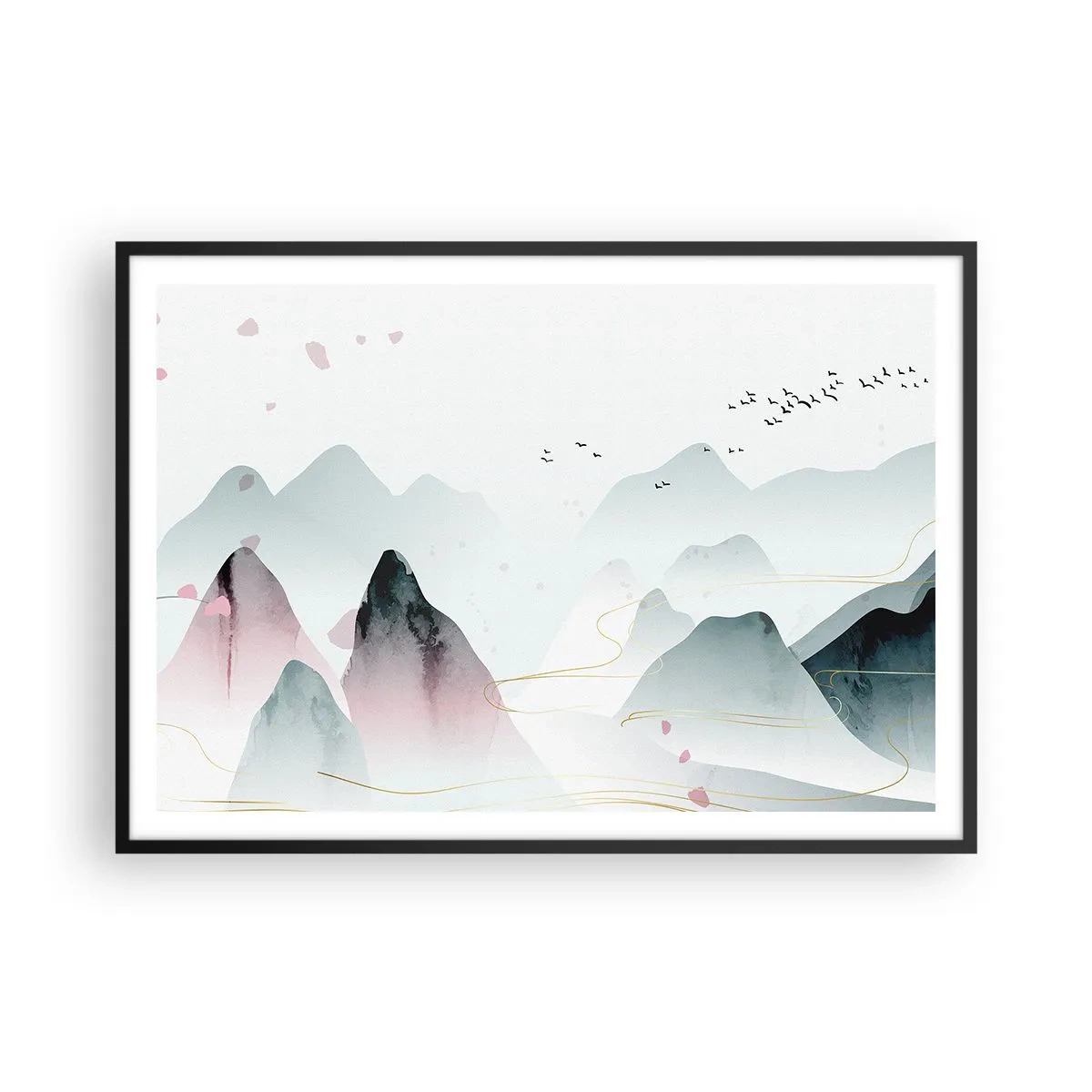 Plakat i sort ramme - Over toppene - 100x70 cm
