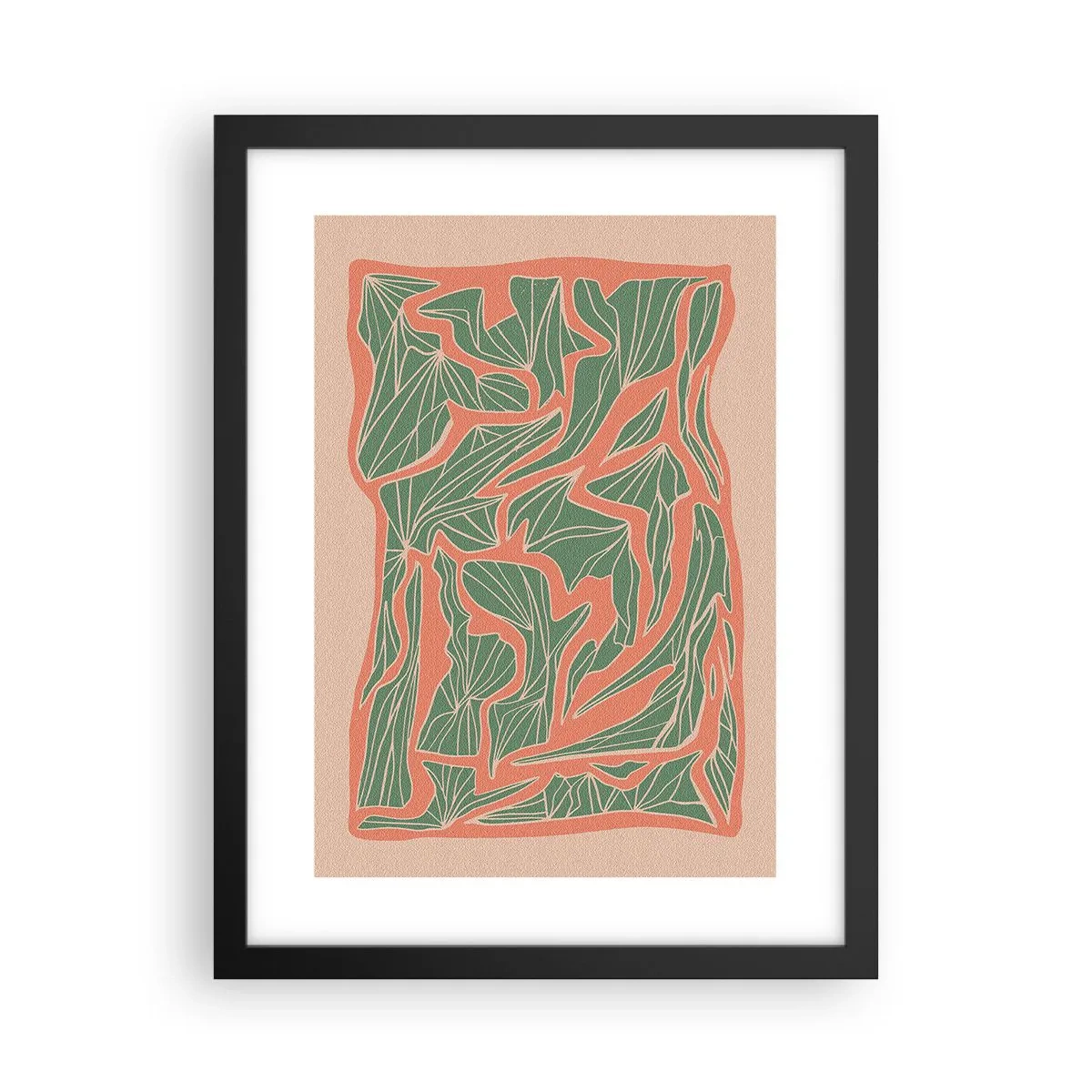 Plakat i sort ramme - En kamp mellem koral og grøn - 30x40 cm