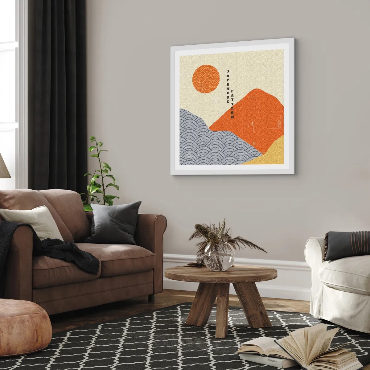 Plakat i hvid ramme - I den japanske ånd - 40x40 cm
