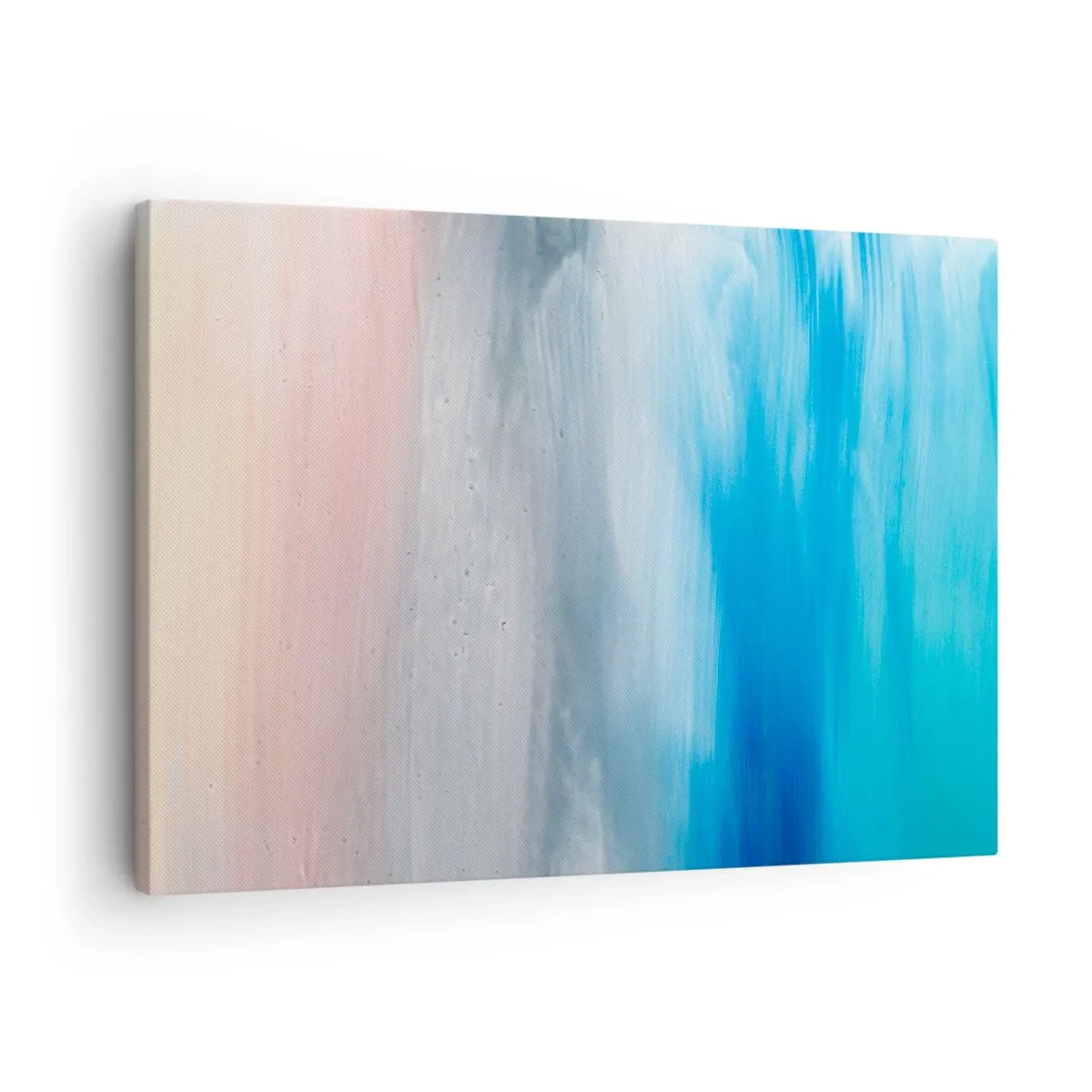Lærredstryk - Billede på lærred - Abstrakte penselstrøg i nuancer af blå og lyserød - 70x50cm - Elementer: luft - Moderne vægdekoration til stue og soveværelse ARTTOR