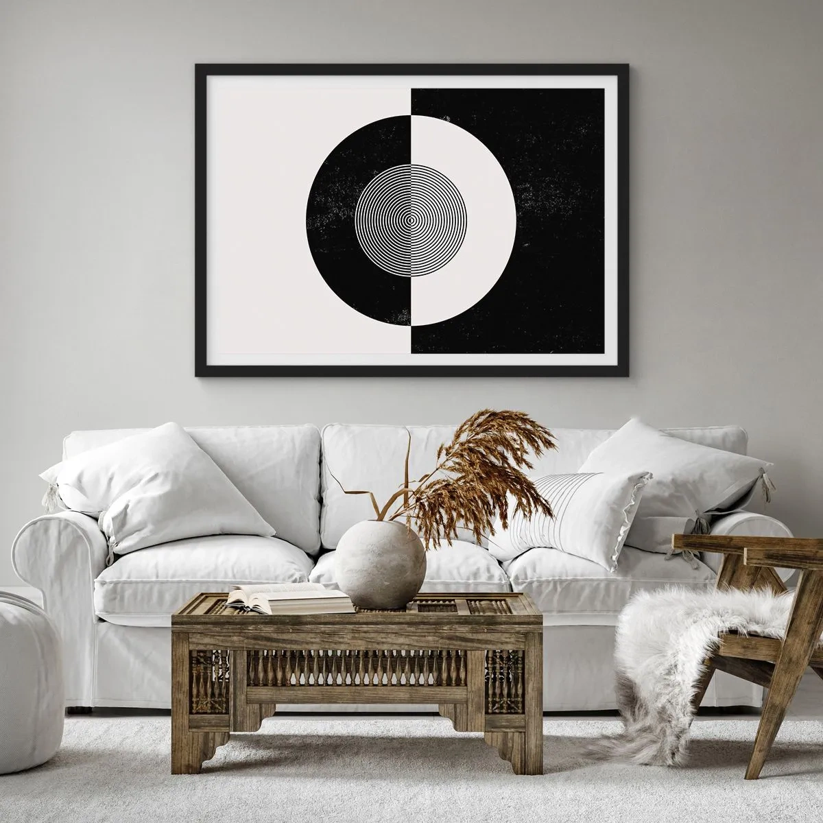 Plakat i sort ramme - Harmoni i sort og hvidt - 91x61 cm