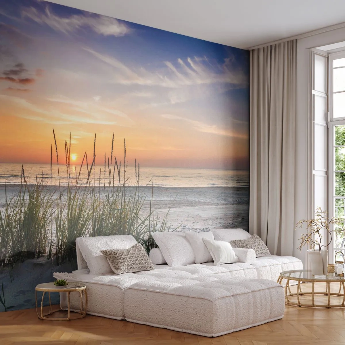 Fototapet Selvklæbende Deluxe Sticker - Se, tænk, føl - Landskab, Strand, Hav - 500x350 cm