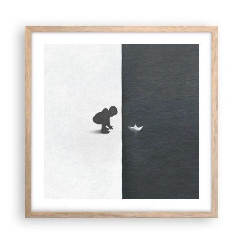 Plakat i ramme af lyst egetræ - Stor ekspedition - 50x50 cm