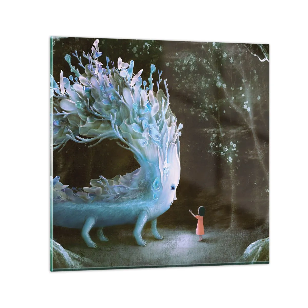 Billede på glas - Et fantastisk møde - 40x40 cm