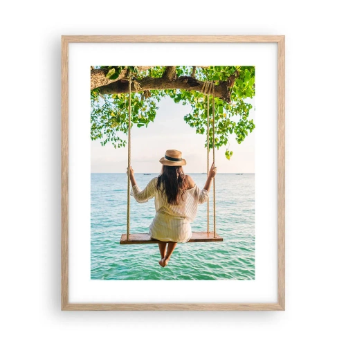 Plakat i ramme af lyst egetræ - Livet er smukt - 40x50 cm