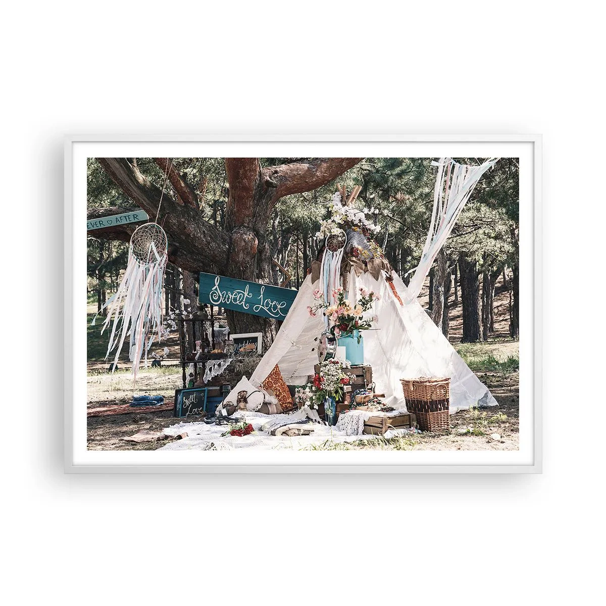 Plakat i hvid ramme - Make love… - 100x70 cm