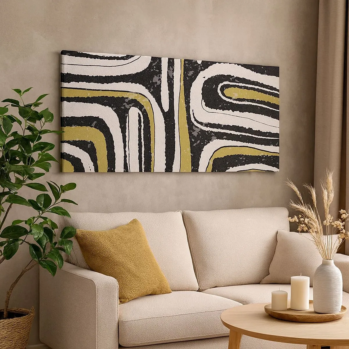 Lærredstryk - Billede på lærred - Komposition: stier og gyder - 100x40 cm