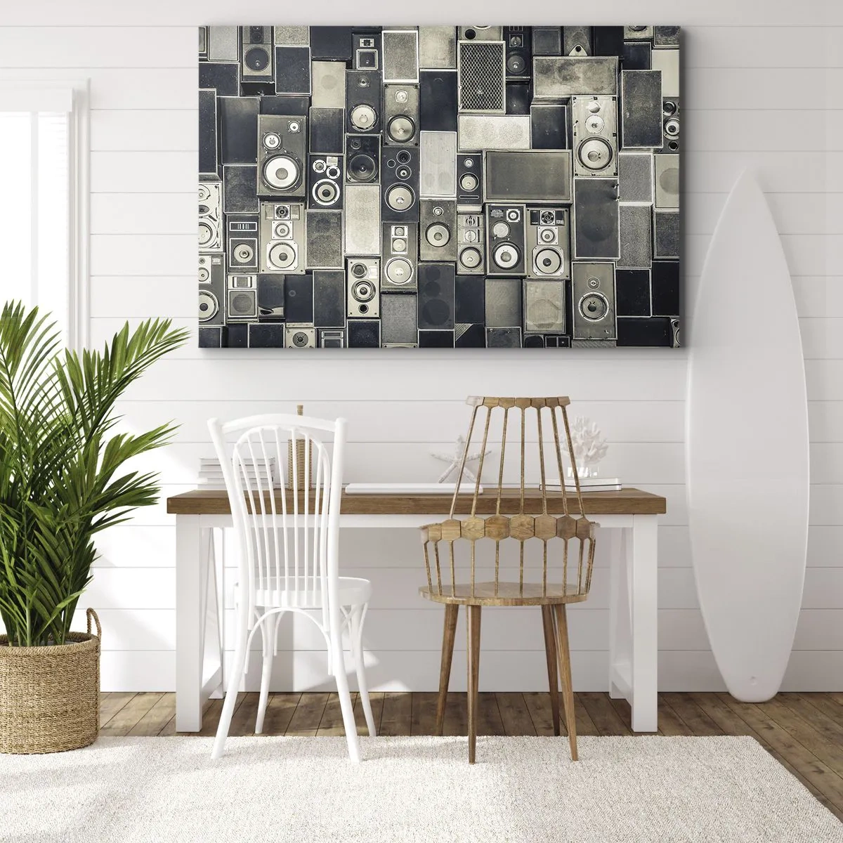 Lærredstryk - Billede på lærred - Højttalerkollektion i retrostil - 70x50cm - Og alt er i orden - Moderne vægdekoration til stue og soveværelse ARTTOR
