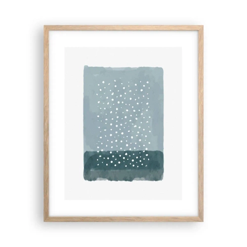 Plakat i ramme af lyst egetræ - Dyrket i blåt - 40x50 cm