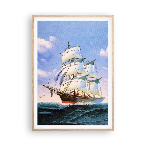 Plakat i ramme af lyst egetræ - Stolt med vinden - 70x100 cm