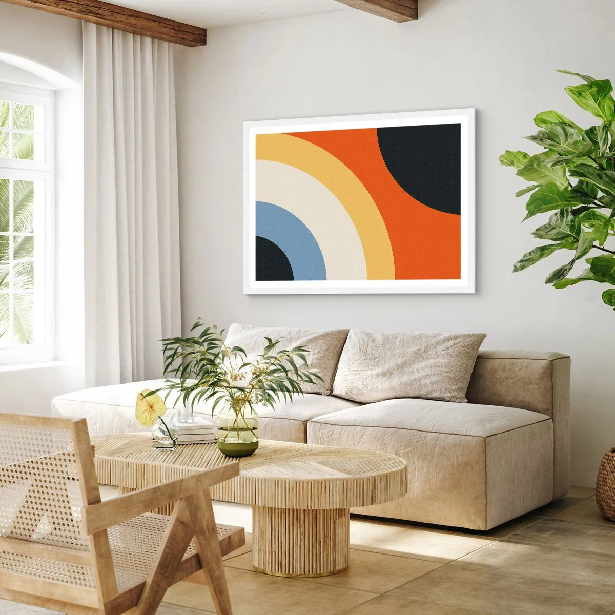 Plakat i hvid ramme - Over for hinanden - 70x50 cm