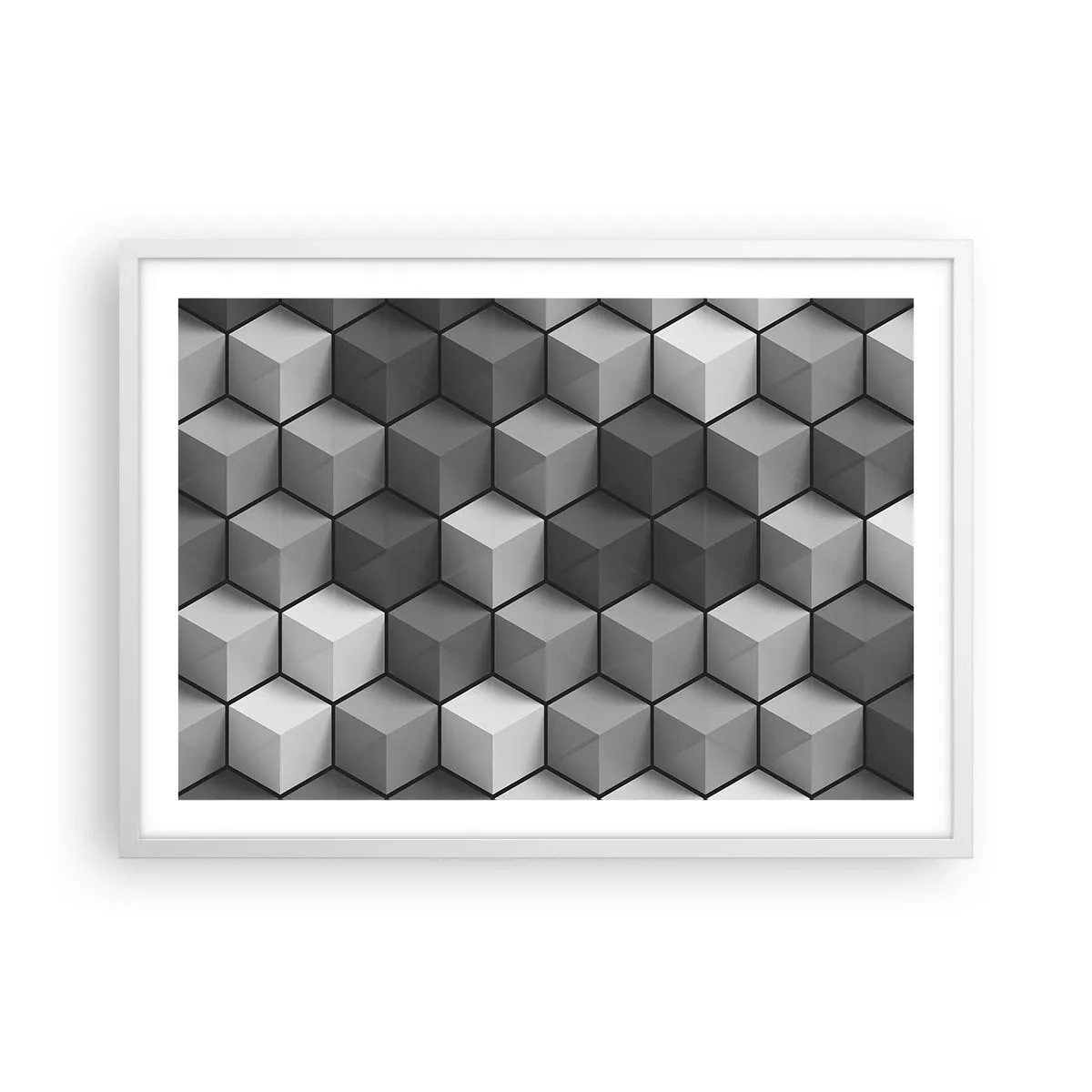 Plakat i hvid ramme - Kubistisk puslespil - 70x50 cm