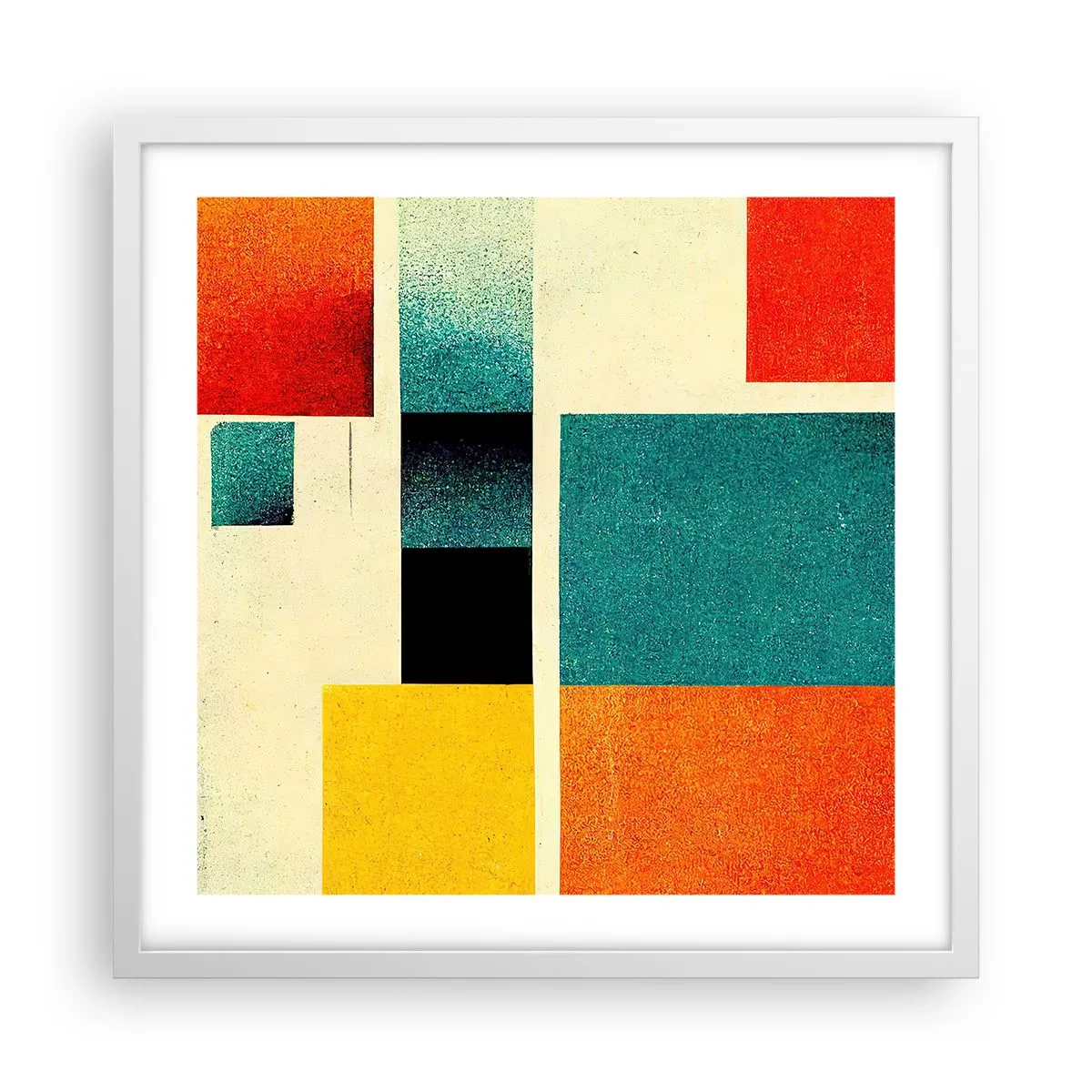 Plakat i hvid ramme - Geometrisk abstraktion - god energi - 50x50 cm