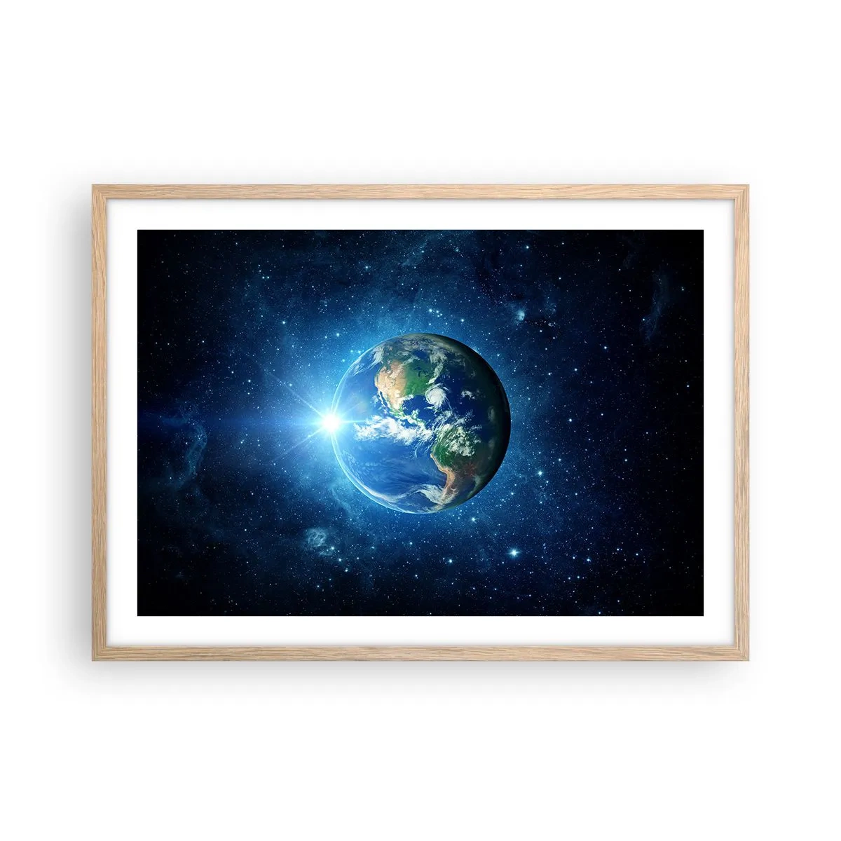 Plakat i ramme af lyst egetræ - Vi er i himlen - 70x50 cm