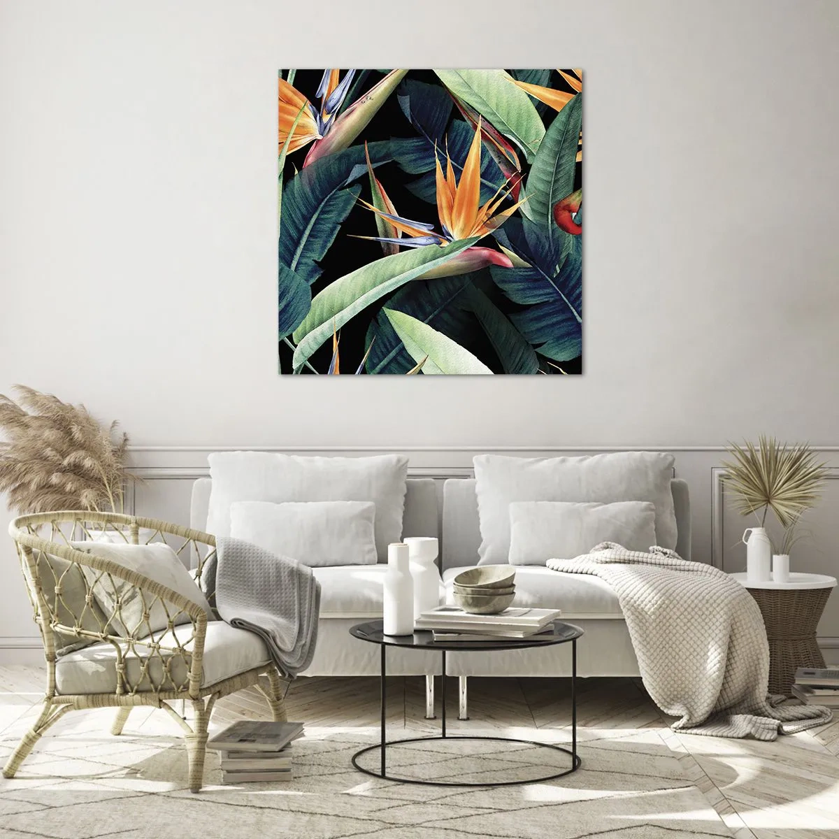 Billede på glas - Flammeblomster i troperne - 40x40 cm