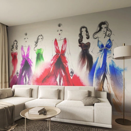 Fototapet Premium Sand - Stemninger til outfits - Mode show, Kvinde, Kjole - 400x280 cm