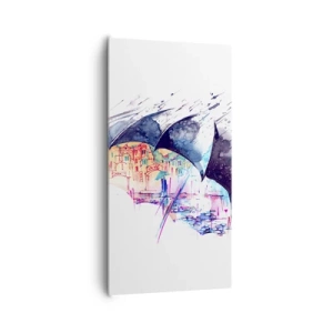 Lærredstryk - Billede på lærred - Gåtur i regnvejr - 65x120 cm