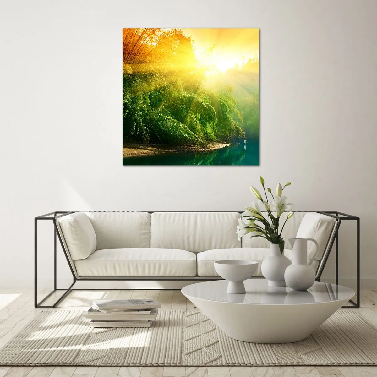 Billede på glas - Drukner i sol og skygge - 70x70 cm