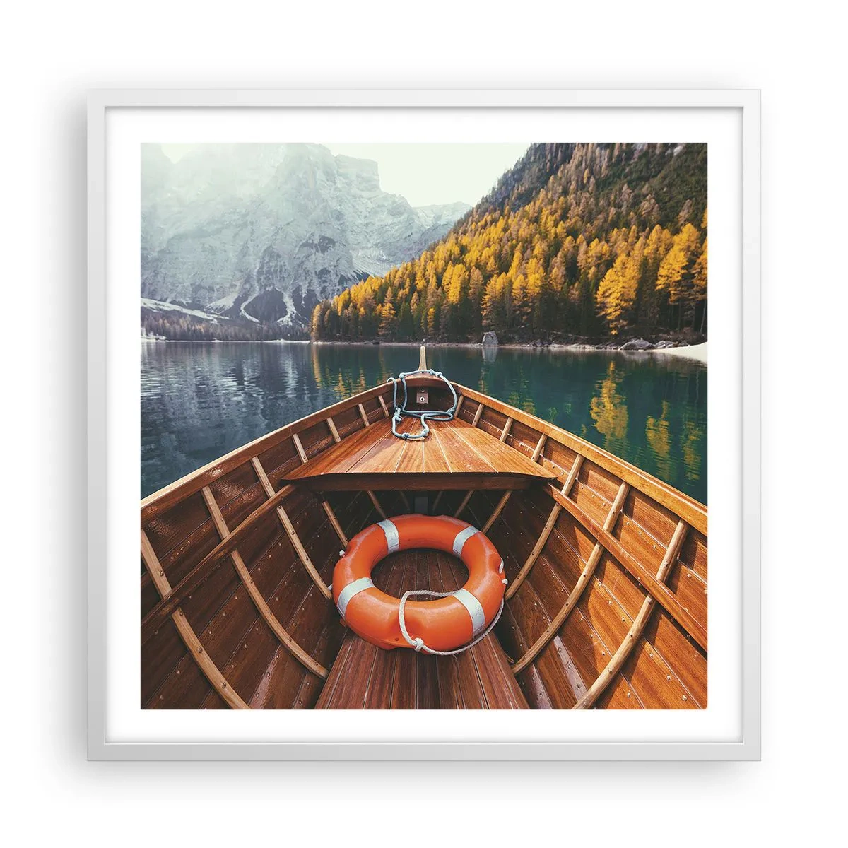 Plakat i hvid ramme - Bjergtur - 60x60 cm