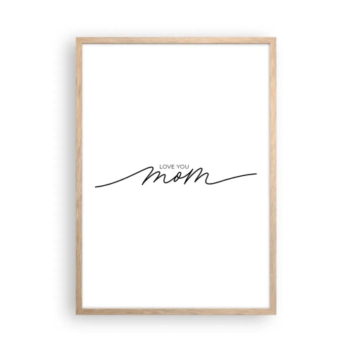 Plakat i ramme af lyst egetræ - Stor følelse - 50x70 cm