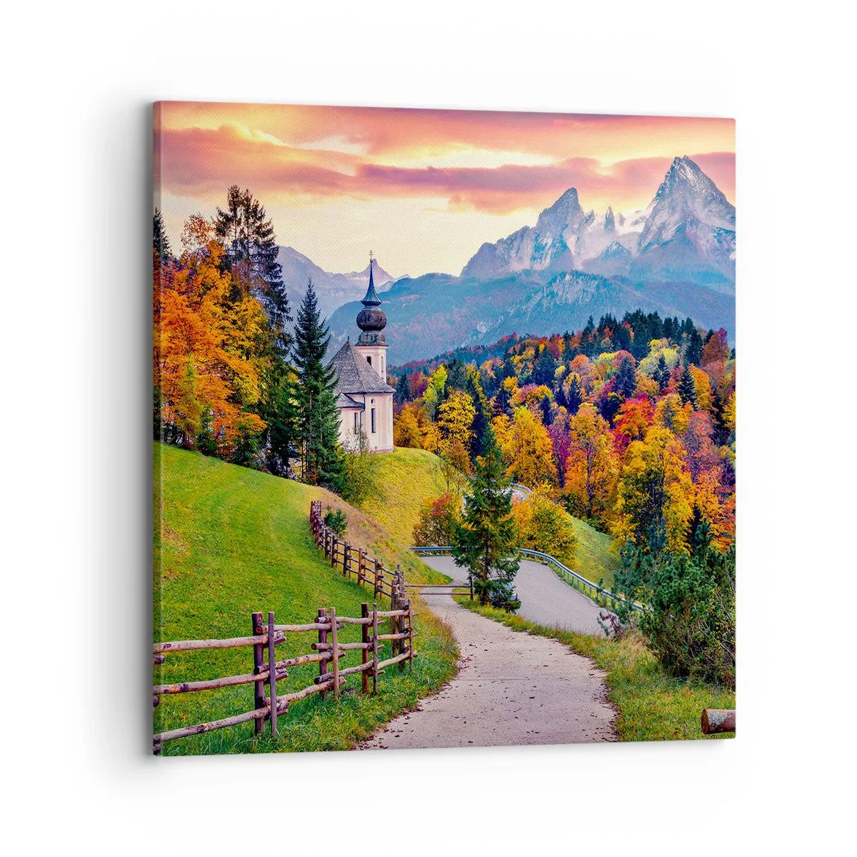 Lærredstryk - Billede på lærred - Landskab som maleri - 70x70 cm