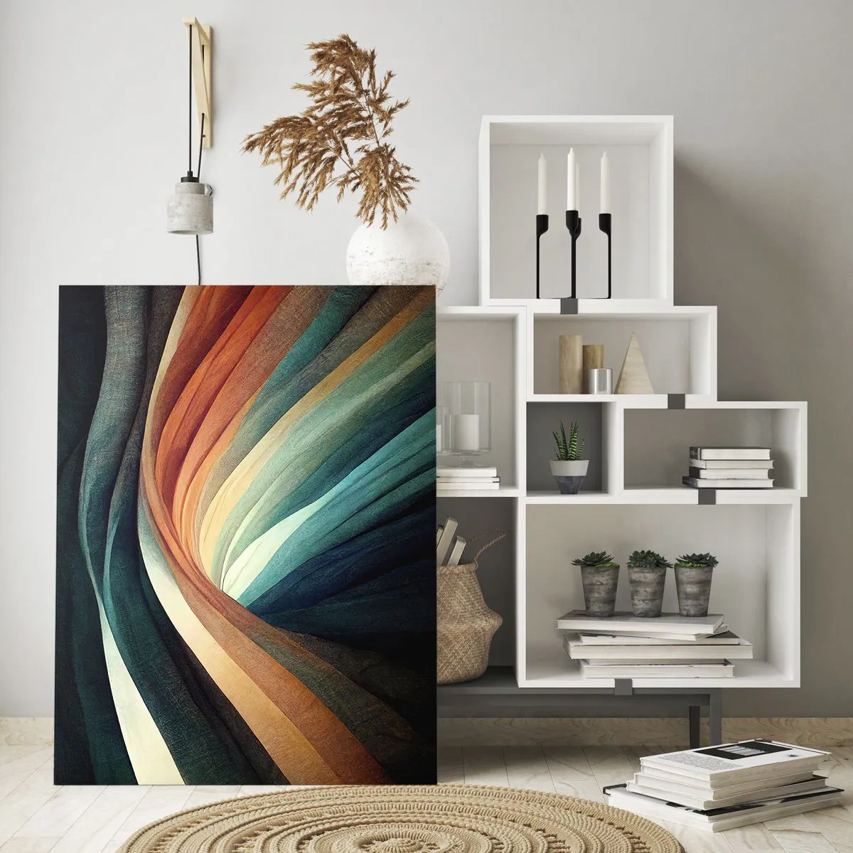 Billede på glas - Vævet af farver - 50x70 cm