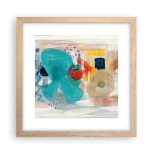 Plakat i ramme af lyst egetræ - Et farverigt spil - 30x30 cm